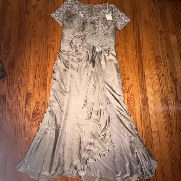 ALYCE Latte Beaded Chiffon Evening Gown – Size 20 - Picture 2 of 7